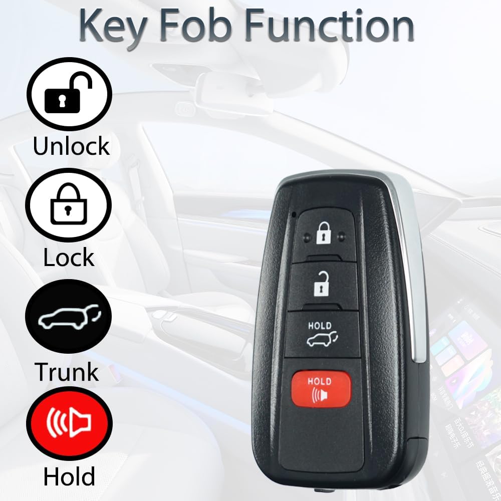 Key Fob Shell Case Replacement Fits for Toyota Highlander RAV4 RAV-4      Keyless Entry Remote Control 4 Button Pad Cover for SUV