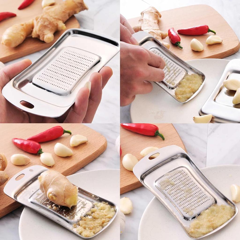 Stainless Steel Ginger Garlic Grinder Manual Grater with Ergonomic Handle Compact for Minced Ginger Garlic Kitchen Tool