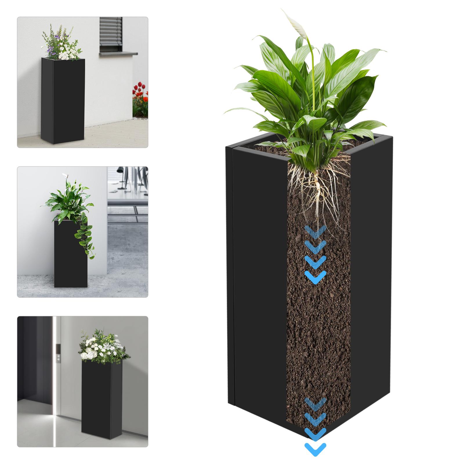 

30x12x12in Metal Steel Planter Box,Black Rectangular Free Standing Planter Box with Removable Insert Shelf for Gardens,Entrances чёрный