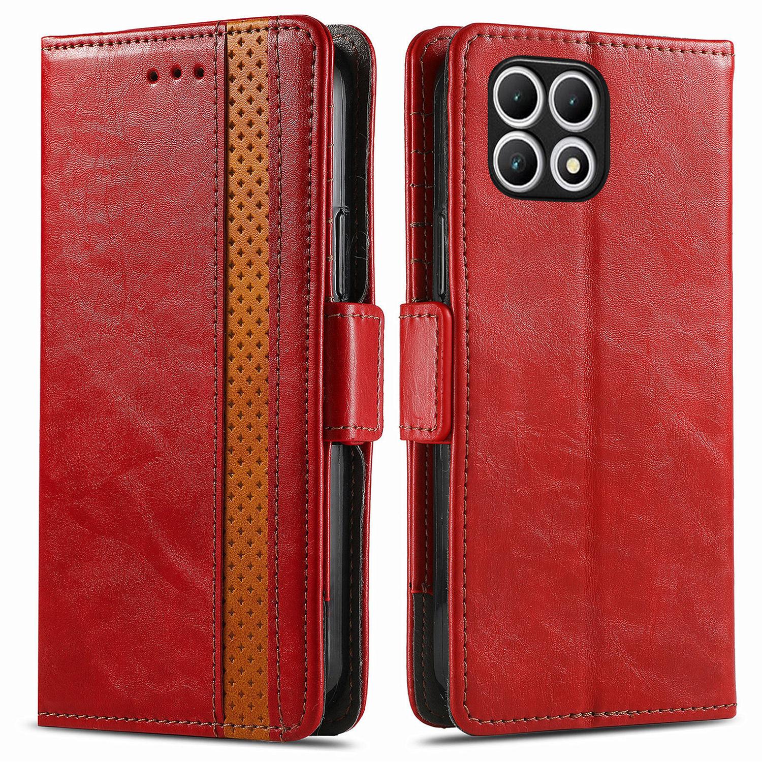 

Для T-Mobile REVVL 7 Чехлы для телефонов CASENEO Обложка из ПУ кожи Подставка с RFID-блокирующим кошельком Red