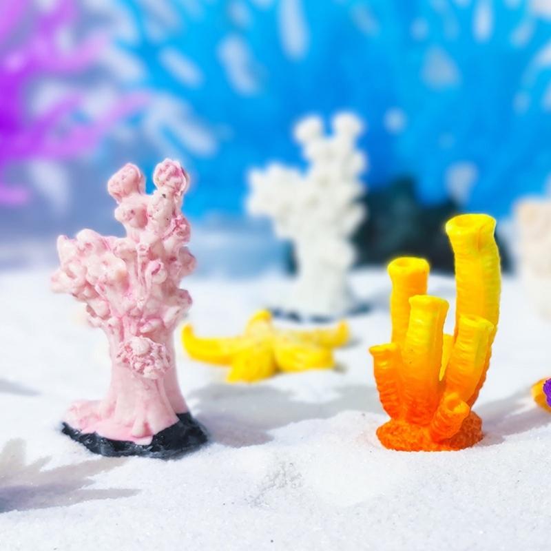 10pcs Colorful Artificial Corals Reef Decoration Simulation Corals Landscape for Bettas Fish Tanks Lovely Styles