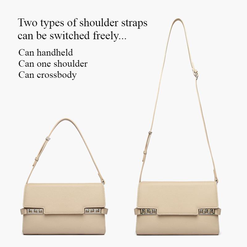 PU Premium Luxury Women's Shoulder Bag Spring New Fashion Rivet Accessories Female Sling Bag Simple Solid Color Lady Crossbody Bag for Party Daily Use