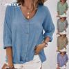 JPNTKYWomen's Fashion Casual Solid Color Print Short Sleeve V Neck Blouses & Shirts