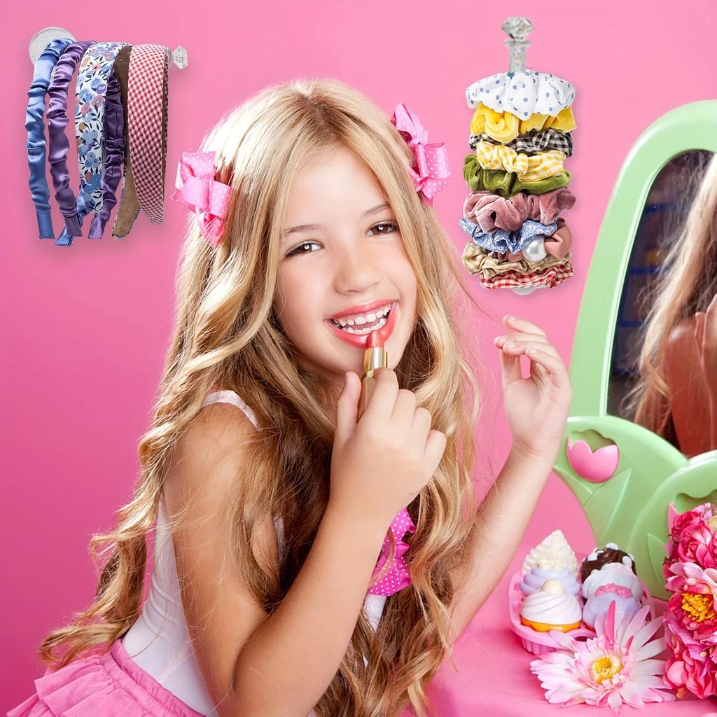 2/4pcs Headband Holder Scrunchie Organizer Stand Hair Accessories Organizer Storage Shelf For Headbands Hairband Hair Ties Clear