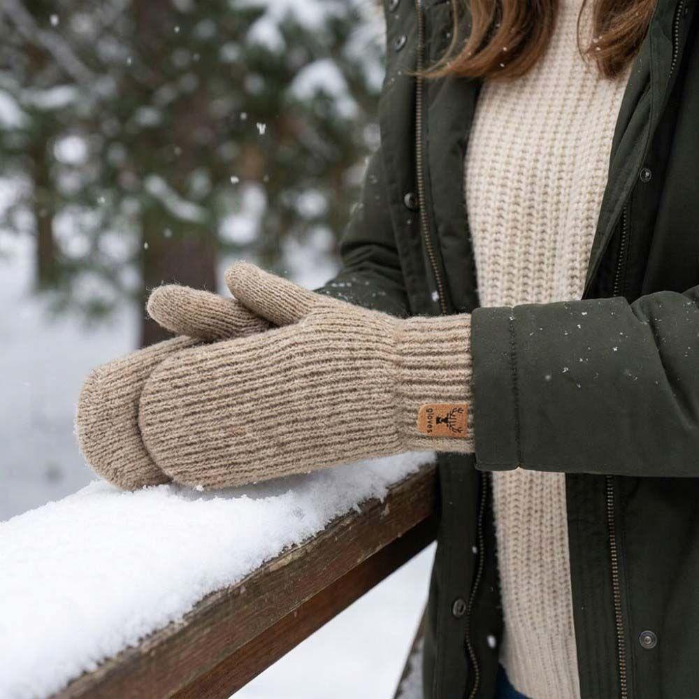 Warm Warm Gloves Thick Knit Mittens Fashion Double-Layer Mittens Cold Weather