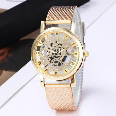 Orologio da polso da donna alla moda in acciaio inossidabile al quarzo militare sportivo con cinturino in plastica, elegante e rotondo