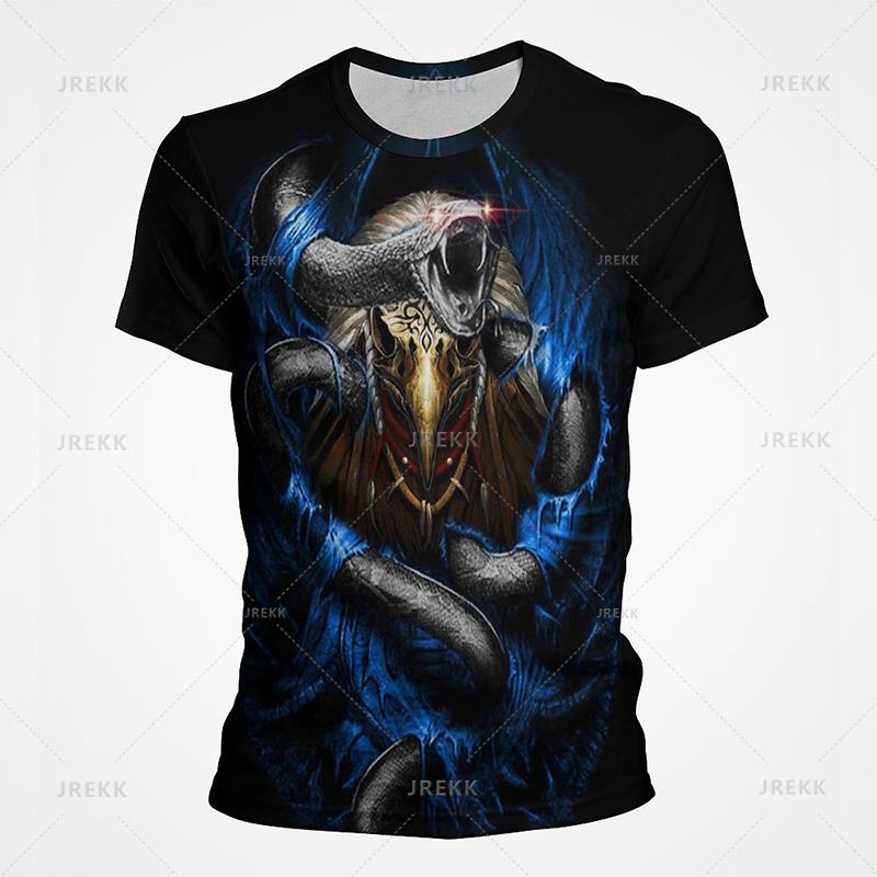 

Новые летние футболки с принтом змеи для мужчин, футболка с принтом ужасов в виде животных 3D, детская модная уличная одежда, топы с круглым вырезом 4XL