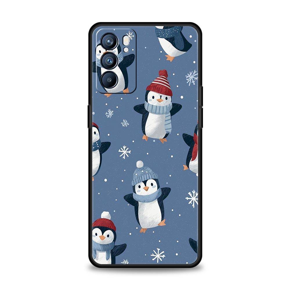 Penguin Kawaii Cute Phone Case For Oppo A54 A53 A52 A15 A95 A16 A78 A79 A80 A98 4G Find X5 X6 Reno10 12 13 F Pro 5G Cover