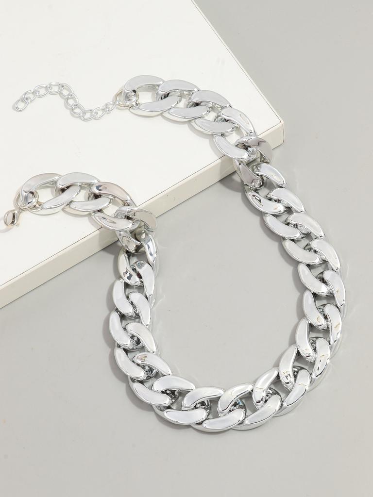 Fashion Hip Hop Metal Color Acrylic Chunky Necklace for Women Men Vintage Glossy Resin Cuban Link Chain Choker Y2K Jewelry Gifts