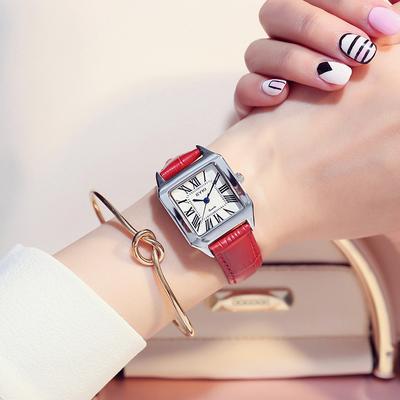Square Couple Watch Trendy Casual Retro Roman Scale Simple Temperament Belt Ladies Watch