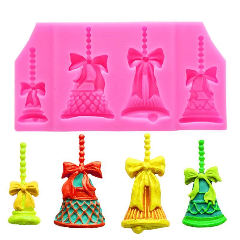 Food Grade 3d Christmas Bell Silicone Mold 4 Bells Cake Decorating Tool For Cake Xmas Dacoration Chocolate Mould Christmas Bells