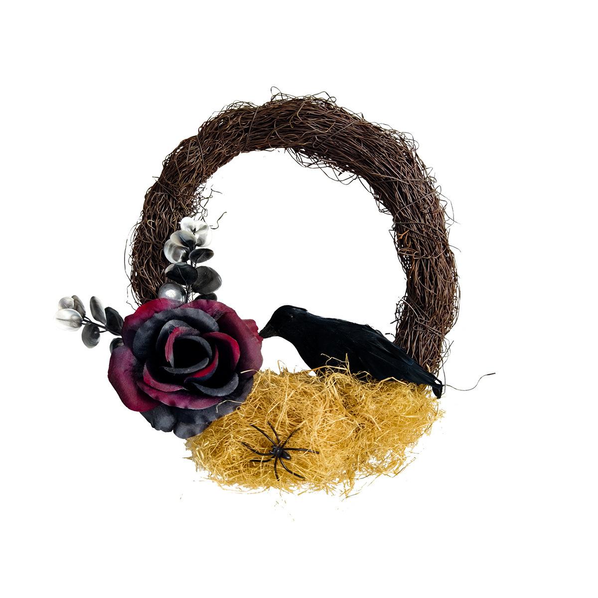 

Halloween Decorations, Dead Branches, Roses, Black Crow Garlands, Ghost Festival, Plant Vine Rings, Party Decoration Props, Wall Hanging Props Pack of 1 разноцветный