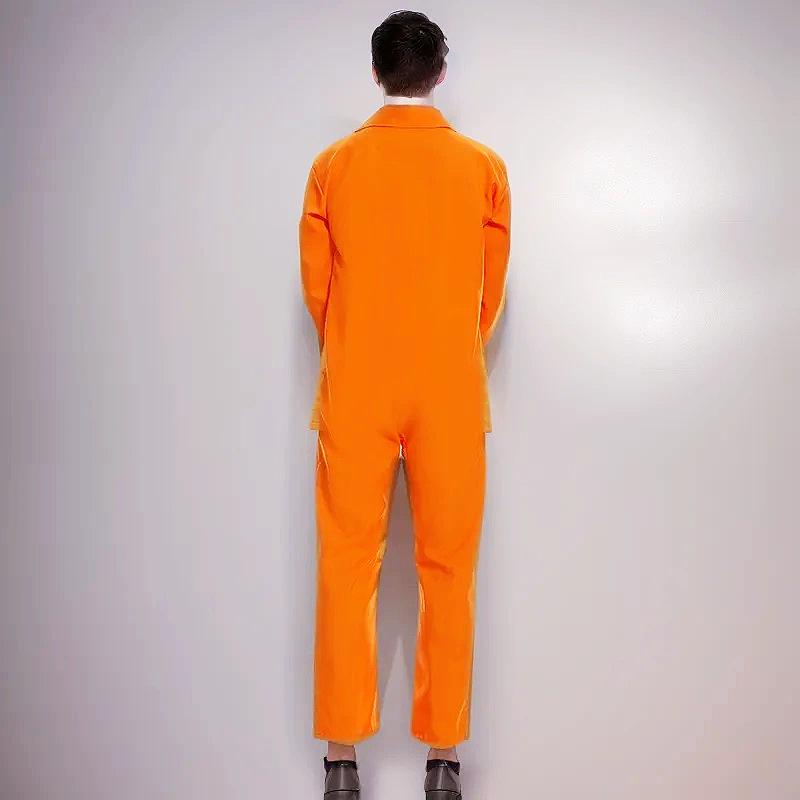 Halloween Prisoner Costume: Orange Jumpsuit Role-Playing Set