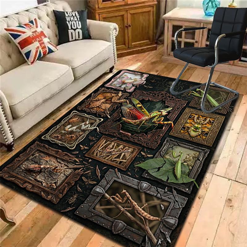 Insect Collage Pattern Rug Floor Mat for Living Room or Bedroom Soft and Comfortable Carpet a Gift for Birthday and Holiday.
