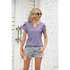 2026 New Fashion Women's V-Neck Button Hollow Loose Short-Sleeve T-Shirt Top for Ladies