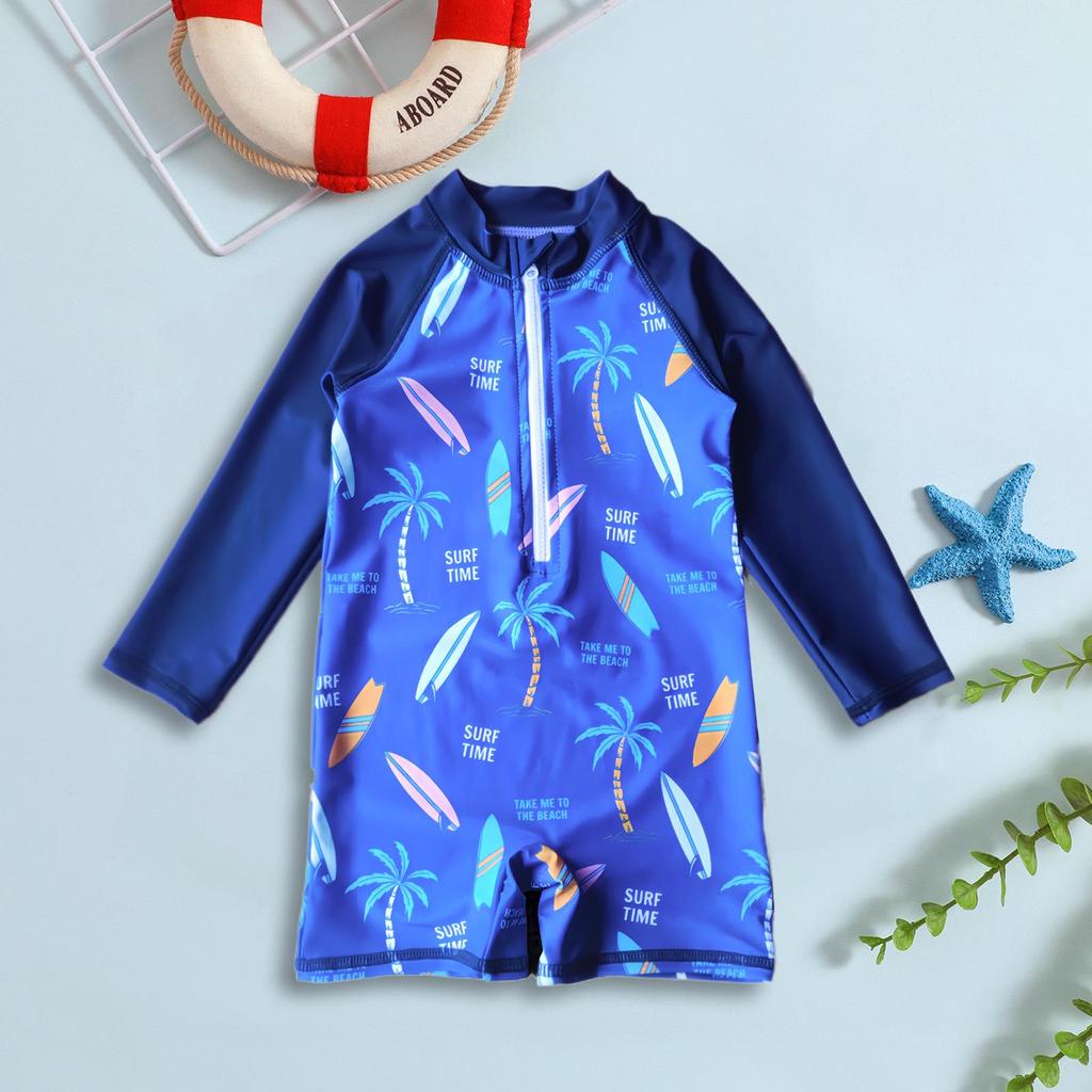 Children's Quick-Dry One-Piece Swimsuit - Toddler Long Sleeve Sun Protection with Cute Print
