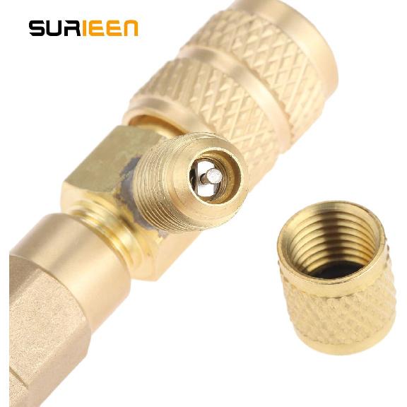 R410A R22 Valve Core Remover Installer Tool | with Dual Size SAE 1/4 & 5/16 Port & Brass Adapter, Valve Core Removal Tool for R410 R32 R22 R12 R407