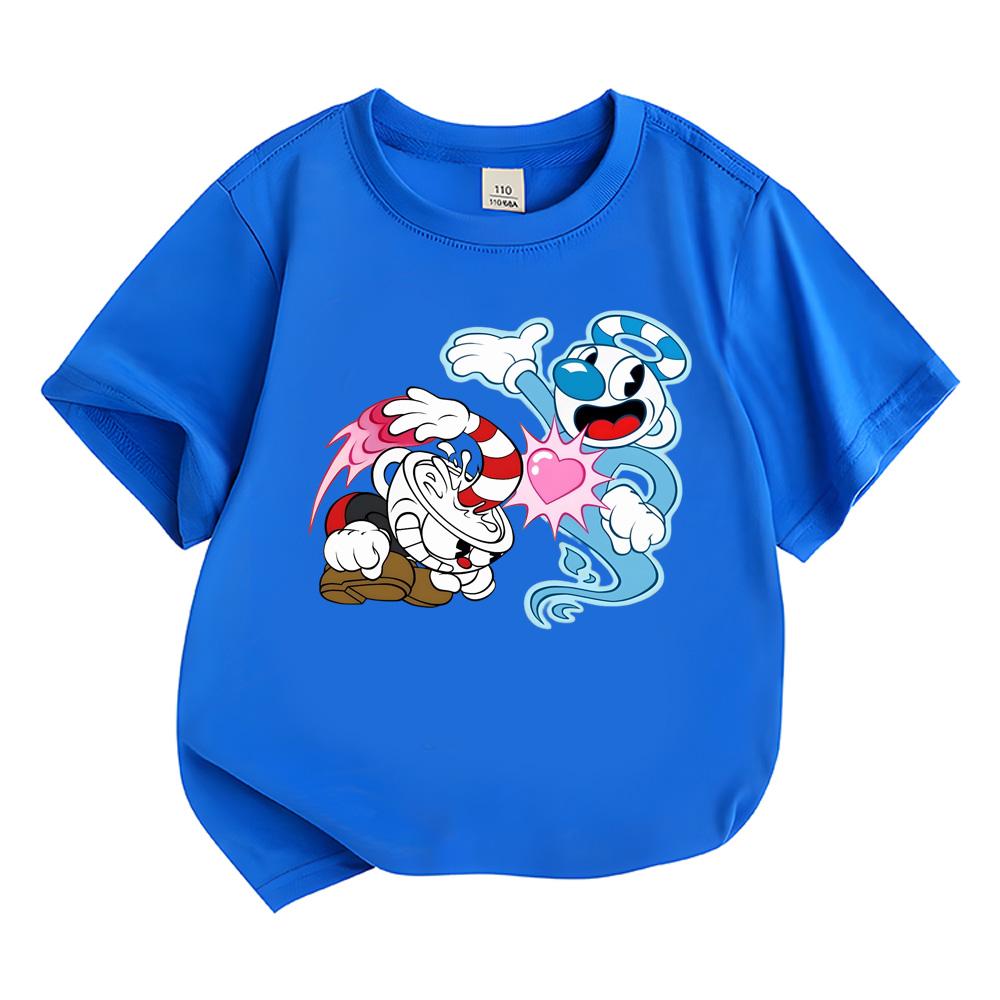 Cuphead  Kawaii Boys Girls T-shirt Kids Clothing Hip Hop Tops Short Sleeves Sports Fashion Streetwear Manga/Comic Tees Toddler