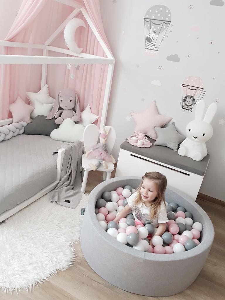 KiddyMoon 90x30cm/300 Balls Balls 7cm / 2.75in Baby Foam Ball Pit, Light Grey:dark Turquoise/pbeige/greygreen/salmon Pink