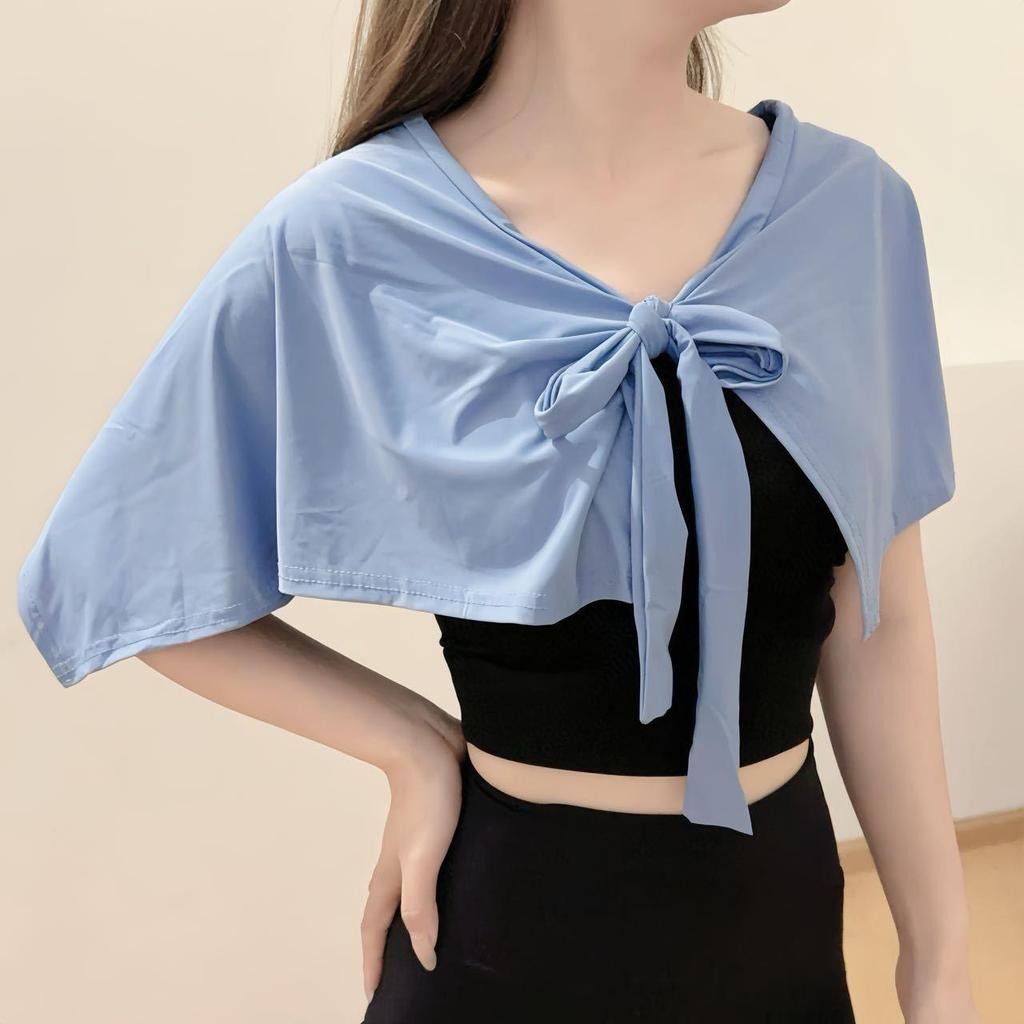 Versatile Ice Silk Yoga Shawl with Sun Protection & Hip-Covering Skirt Flap