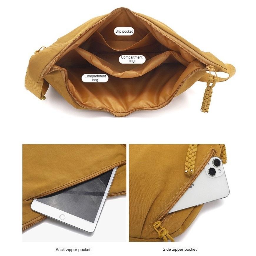 Women Solid Color Large Capacity Zipper Dumpling Bun Bag Leisure Sports Canvas Inclined Shoulder Crossbody Bags Adjustable Band Strap