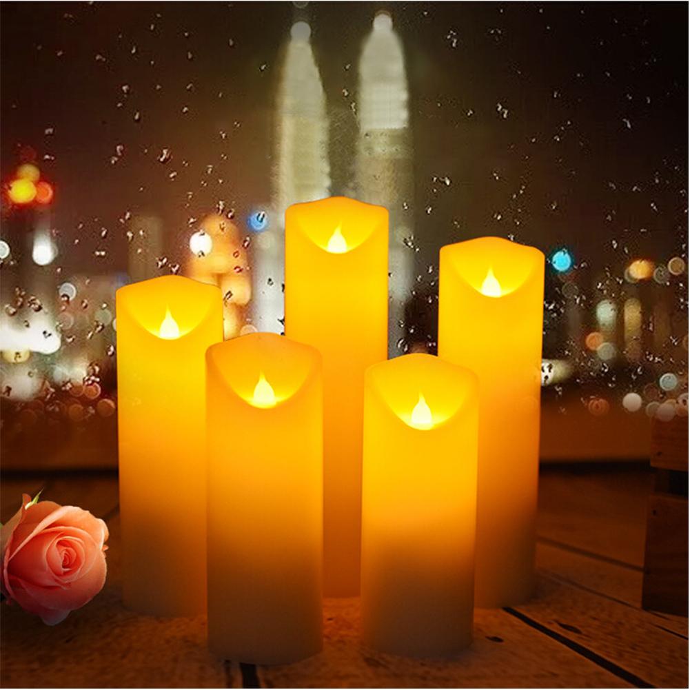 5Pcs/Set LED Electronic Candle Lamp with Remote Control Yellow Light Flashing
