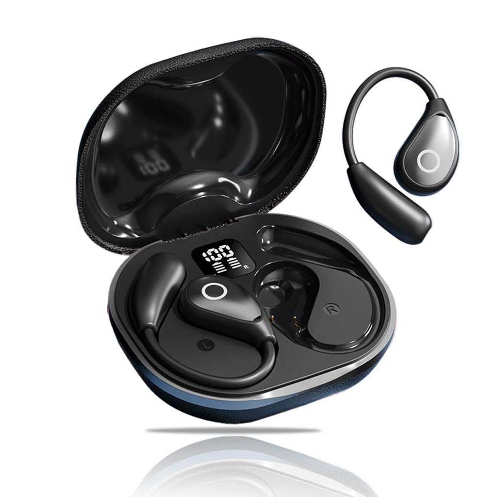 Wireless Earbuds for sound Bluetooth instant up to 100 hours of touch LED remaining battery life innovative air conduction and bone conduction no ear