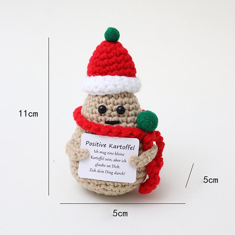 Cute Christmas Emotional Support Doll Fun Crochet Positive Energy Christmas Doll Handmade Knitte Doll Home Decor Festival Gift