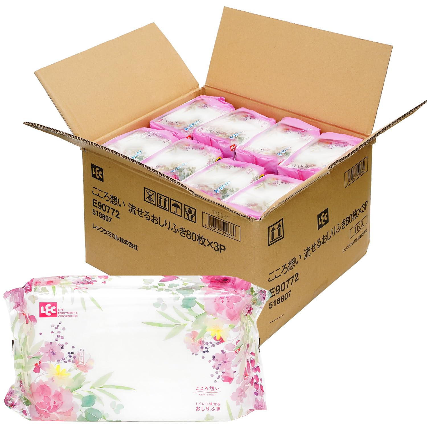 

Влажные салфетки Kokoromoi Adult Flushable 80 шт. x 48 шт. Салфетки в упаковке с гиалуроновой кислотой (3840 шт.) item/Durable well/Сделано белый
