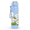 1 PZ Bottiglia Sportiva in Plastica da 750ml Campo di Fiori Selvatici e Erba Margherite Tappo Flip-Straw Ermetico Adatta per Sport Ufficio Uso Domestico