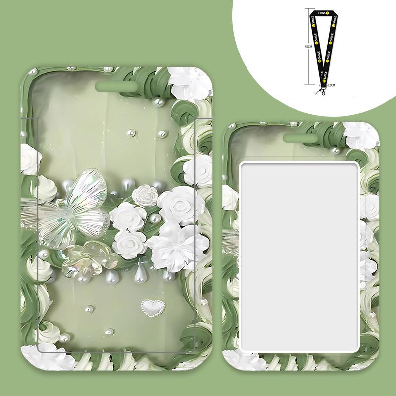 Ins Style Flower Card Holder Abs Student Card Meal Card Subway Card Bus Card Pick-Up Card Anti-Lost Hard Shell Card Holder