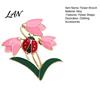 Strong Buckle Brooch Enamel Tulip Ladybug for Women, Oil-Dripping Flower Ladybird Lapel Pin, Sweater Cardigan Coat Suit Scarf Jewelry Accessories