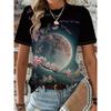 Fashionable Simple Versatile Painting Colortly 3D Printed Round Neck Short Sleeved T-Shirts Soft Comfortable Loose Breathable Plus Size Womens T-Shirt