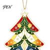 Lightweight Tree Pendant with Lanyard 2D Flat Acrylic Christmas Ornament, Vintage Stained Waterproof Souvenir Gift Glass Style Hanging Pendant,