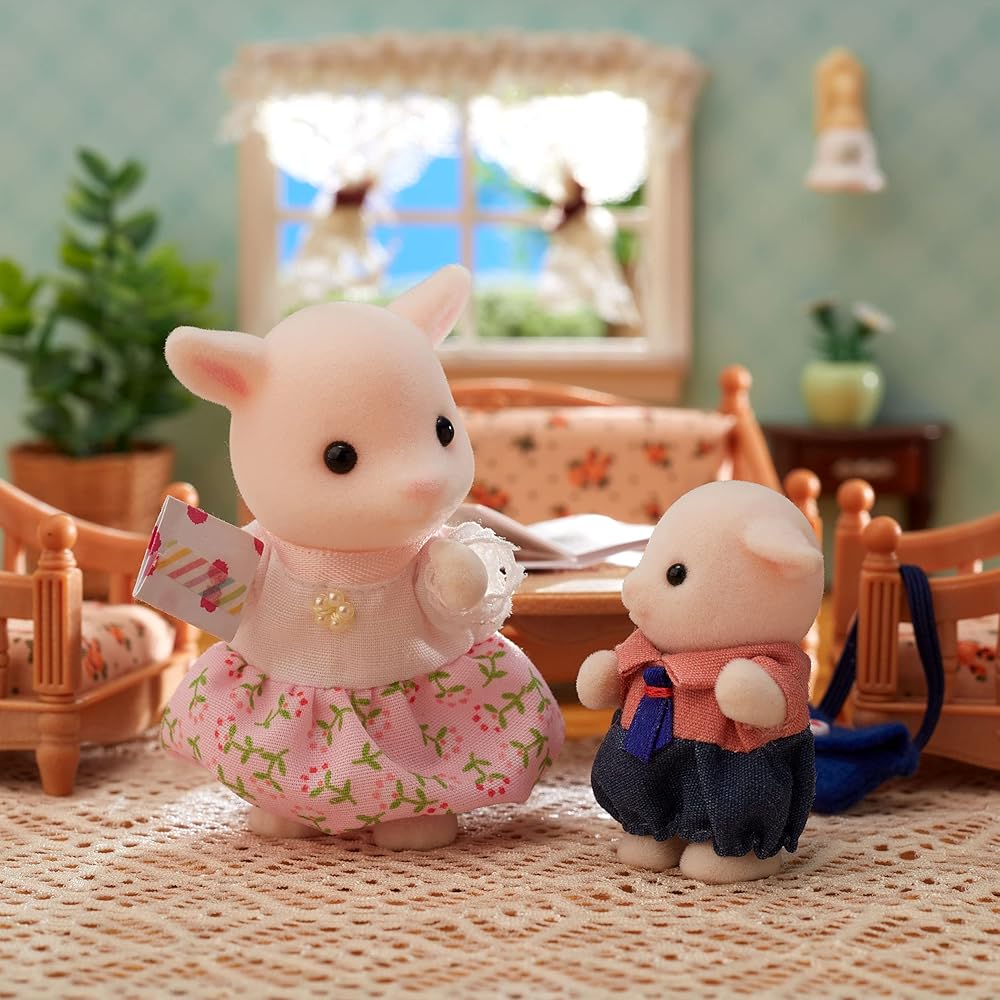 Sylvanian Families Goat Family Doll Set with ST Mark Certification for Ages 3 and Up Toy for Dollhouse