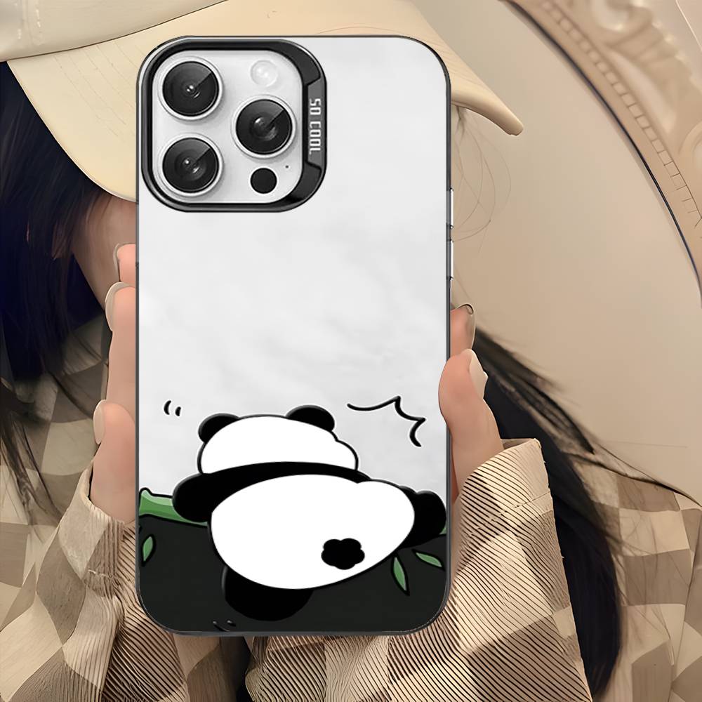 Cartoon Cute Panda Color Phone Case For IPhone 17 16 15 14 13 12 11 Pro Max Plus Pro Shell