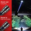 280000LM Handheld Outdoor Flashlight White Laser Torch Type-C Rechargeable LED Flashlight Durable Zoomable SOS Emergency Lamp