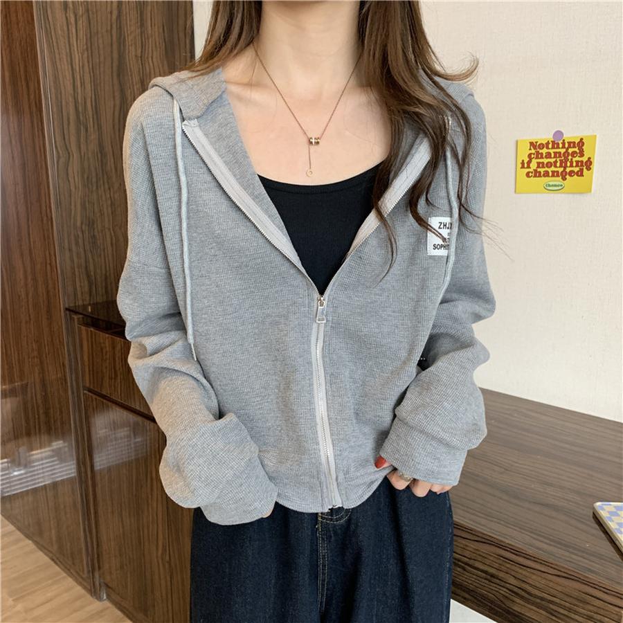 Women's Spring Autumn Thin Loose Short Sleeve Long Sleeve Hoodie Casual Sports Jacket