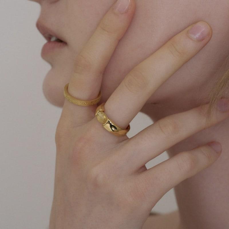 ovbeige [VEI] 925silver CRACK MATT FLAT RING