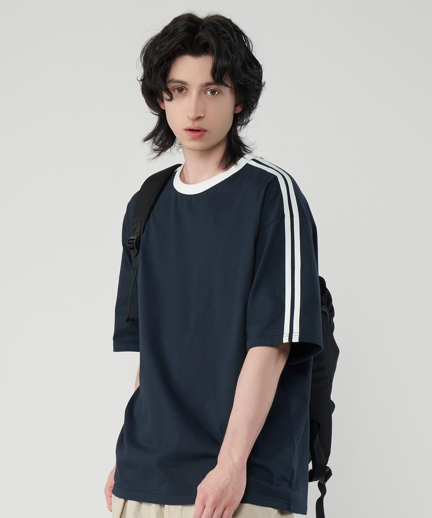 UNTAPPED STUDIO Oversized Track Short Sleeve Color Block T-Shirt 3 Colors