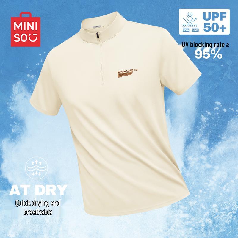 MINISO Men s Summer Quick-Dry Sun Protection Half-Zip Stand Collar T-Shirt XL