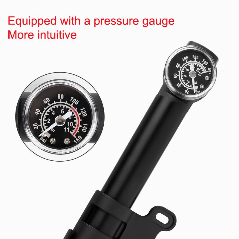 Bicycle Pump Portable High Pressure Bike Pump with Gauge for Universal Handheld Tire Inflation Lightweight Cycling Accesseries