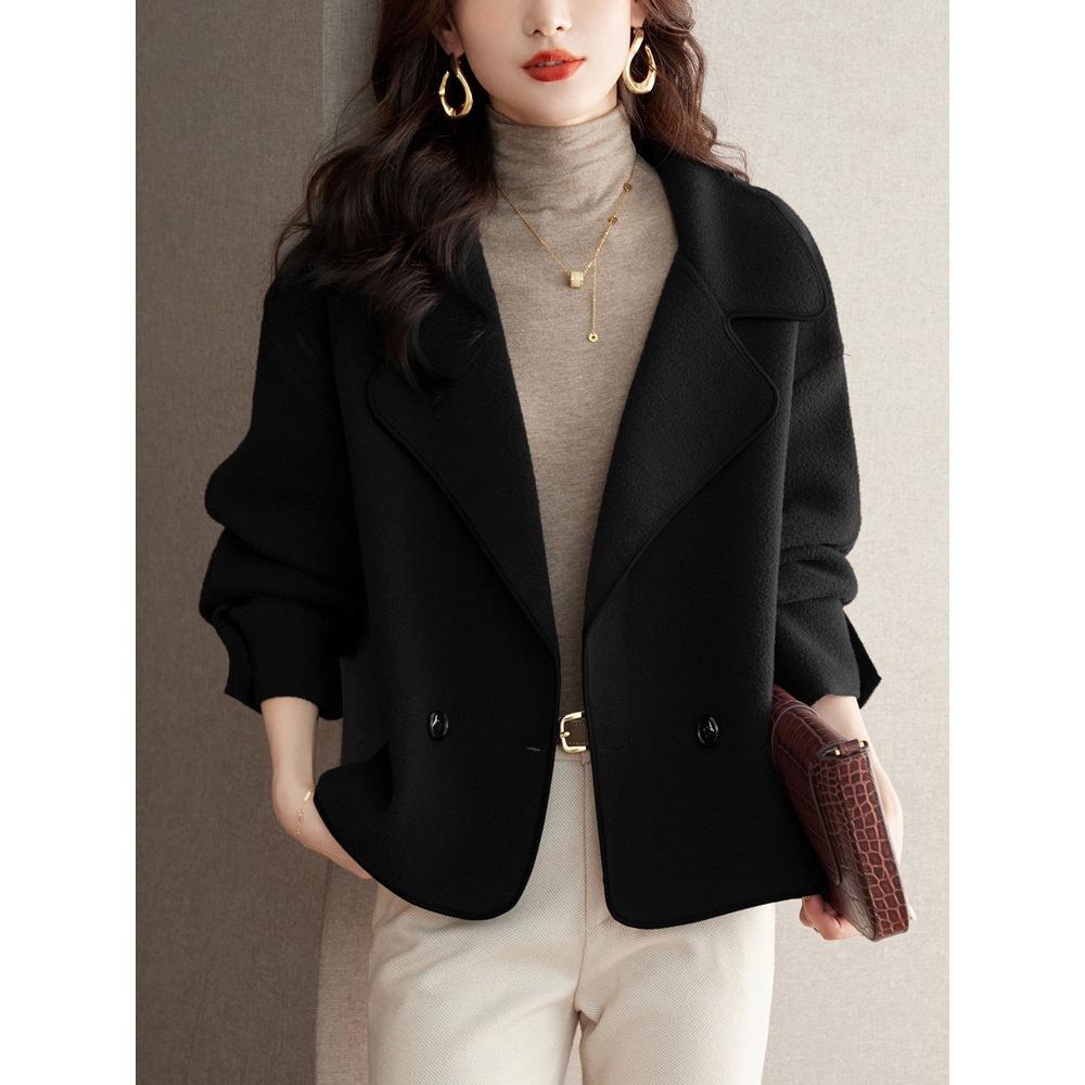 Women's Spring/Fall Elegant Knit Cardigan Loose-Fit Elegant Blazer Collar Outerwear Cardigan