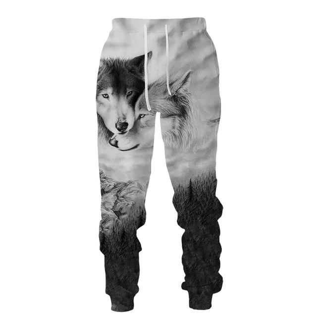 

Повседневные брюки с графическим принтом волка, мужская спортивная одежда, длинные брюки, мужские спортивные штаны для улицы, мужской хип-хоп M