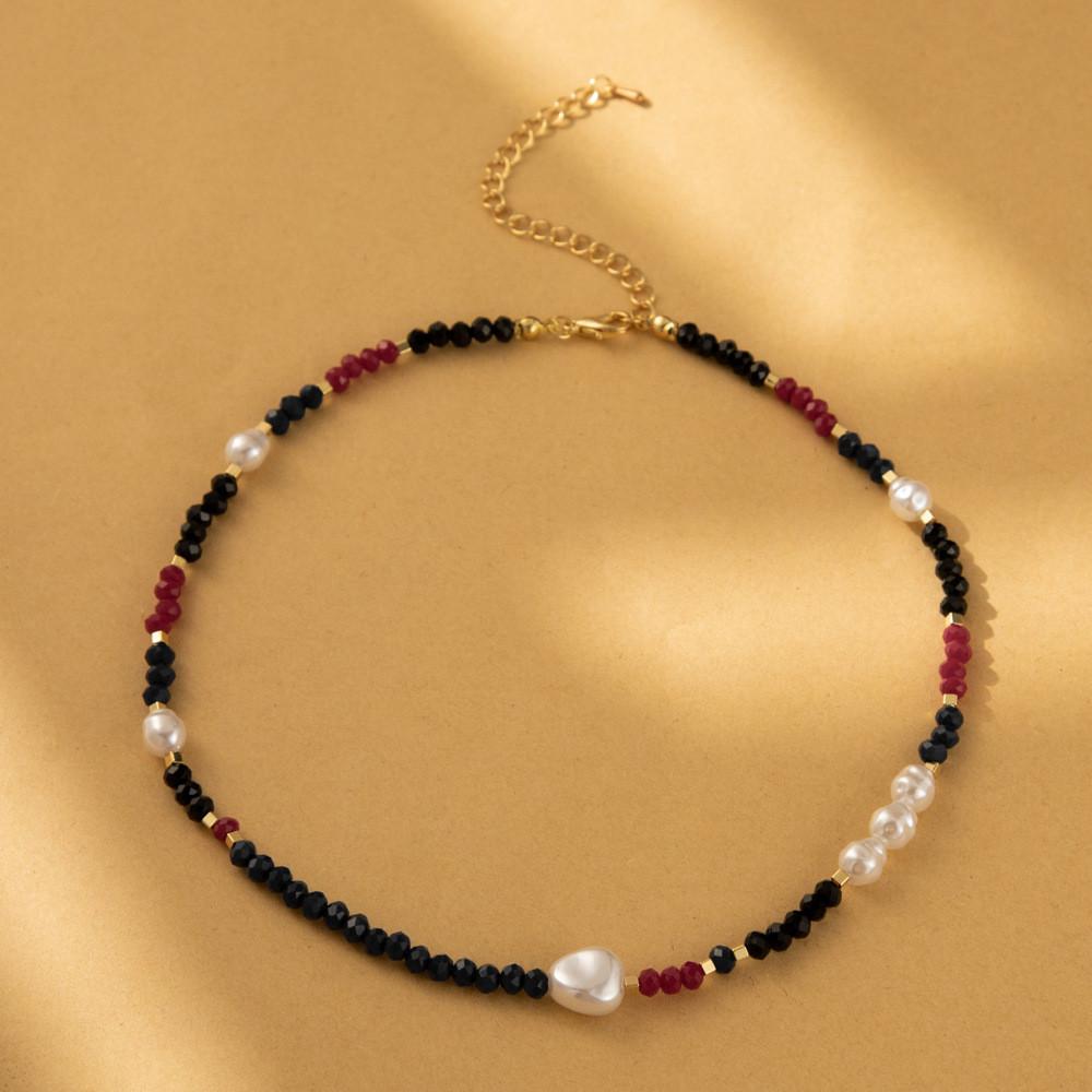 Crystal Sophisticated Colorful Imitation Pearl Necklace For Womens Trendy