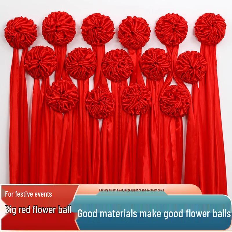Große rote Seidenhortensienkugel für Hochzeiten, Banddurchschneidungen und Einweihungsfeiern