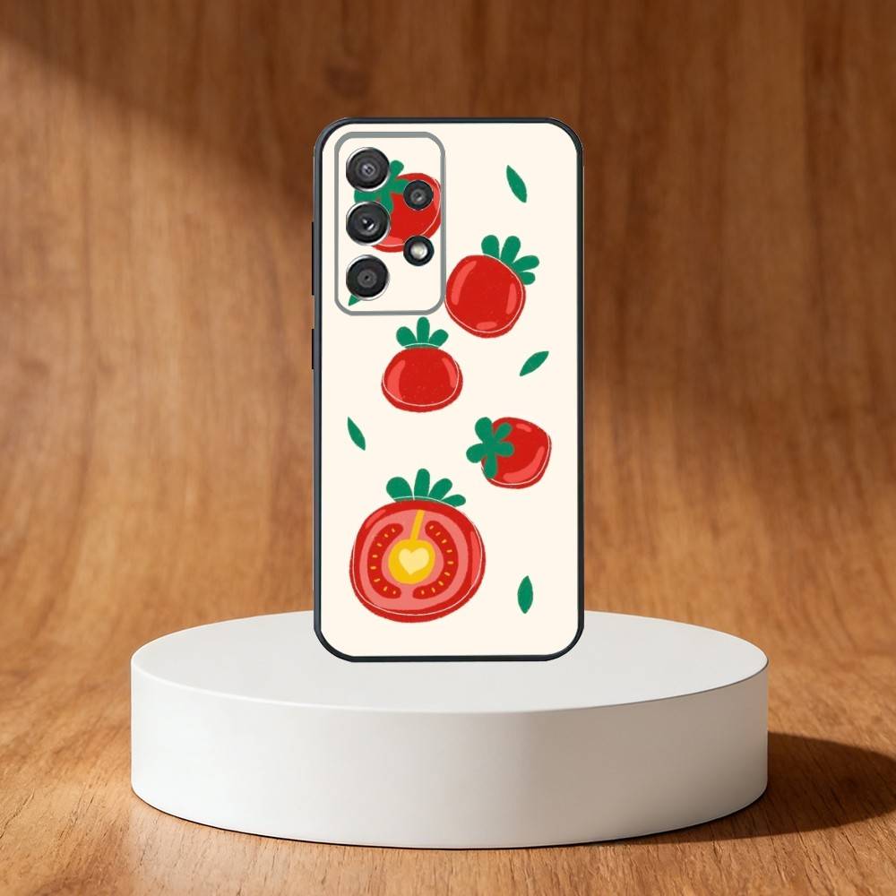 Ins cute Tomatoes Phone Case For Samsung S25,S24,S21,S22,S23,S30,Ultra,S20,Plus,Fe,Note,10,9,5G Black Cover