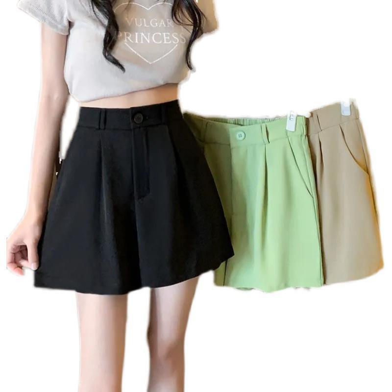 2024 Summer Women's High Waist A-Line Shorts - Korean Style, Versatile, Casual, Slimming, Wide-Leg