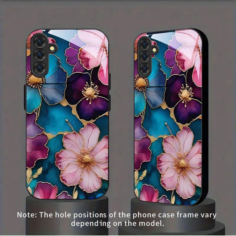 Golden Patterned Design Pattern Glass Phone Case Suitable for Samsung Galaxy S26 S25 S24 S22 S21 S20 FE/Ultra/Plus Hard Case
