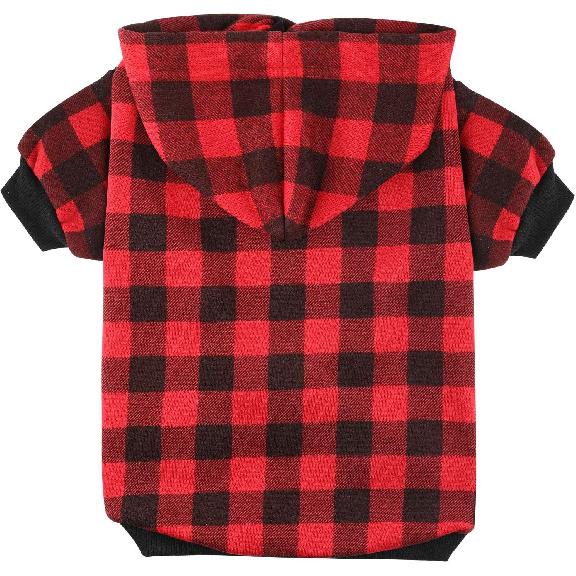 Plaid Dog Hoodie Sweatshirt Sweater for Large Dogs Cat Puppy Clothes Coat Warm and Soft(L)